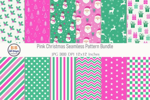 Pink Christmas Pattern Christmas Paper Graphic Patterns By BB Art Designs