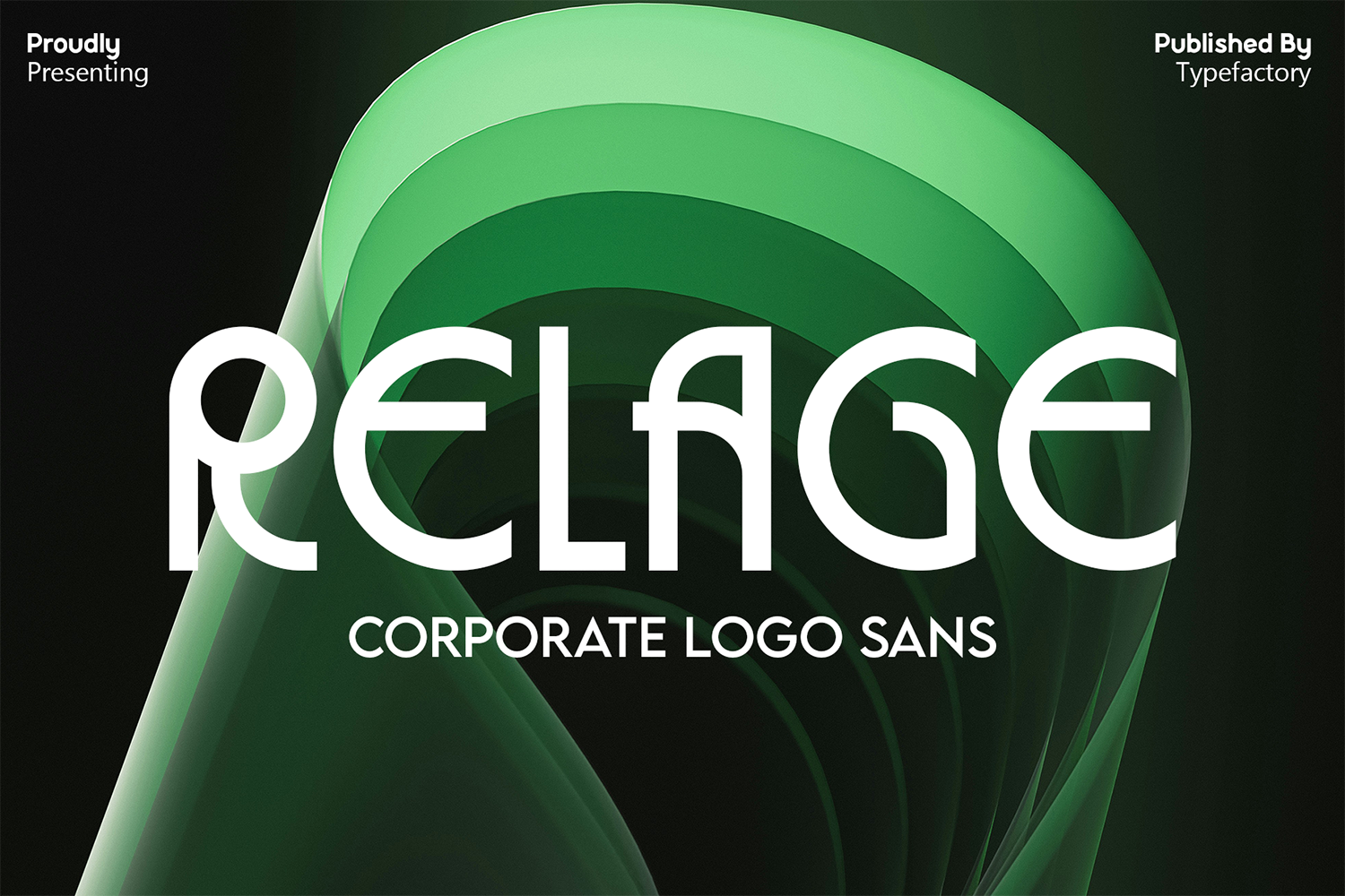 Relage font preview, modern sans-serif for brochure titles