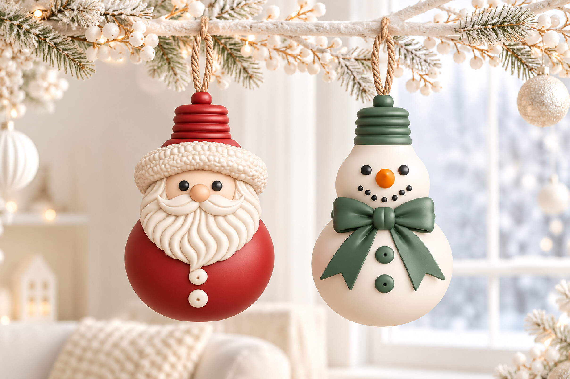 Santa and Snowman Christmas Ornament 3D STL File for Holiday 3D Printing - Image 5