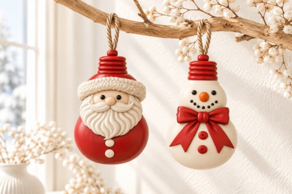 Santa and Snowman Christmas Ornament 3D STL File for Holiday 3D Printing - Image 3