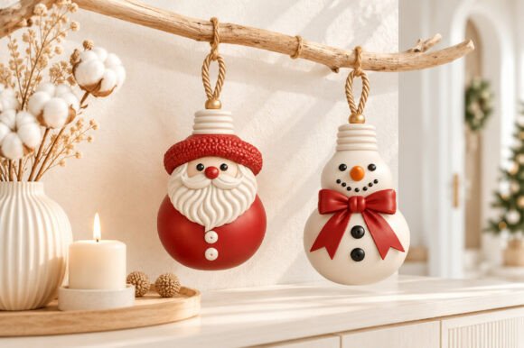Santa and Snowman Christmas Ornament 3D STL File for Holiday 3D Printing - Image 4