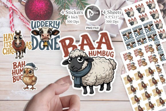 Sarcastic Barnyard Holiday Sticker Graphic Labels & Stickers By Artnoy