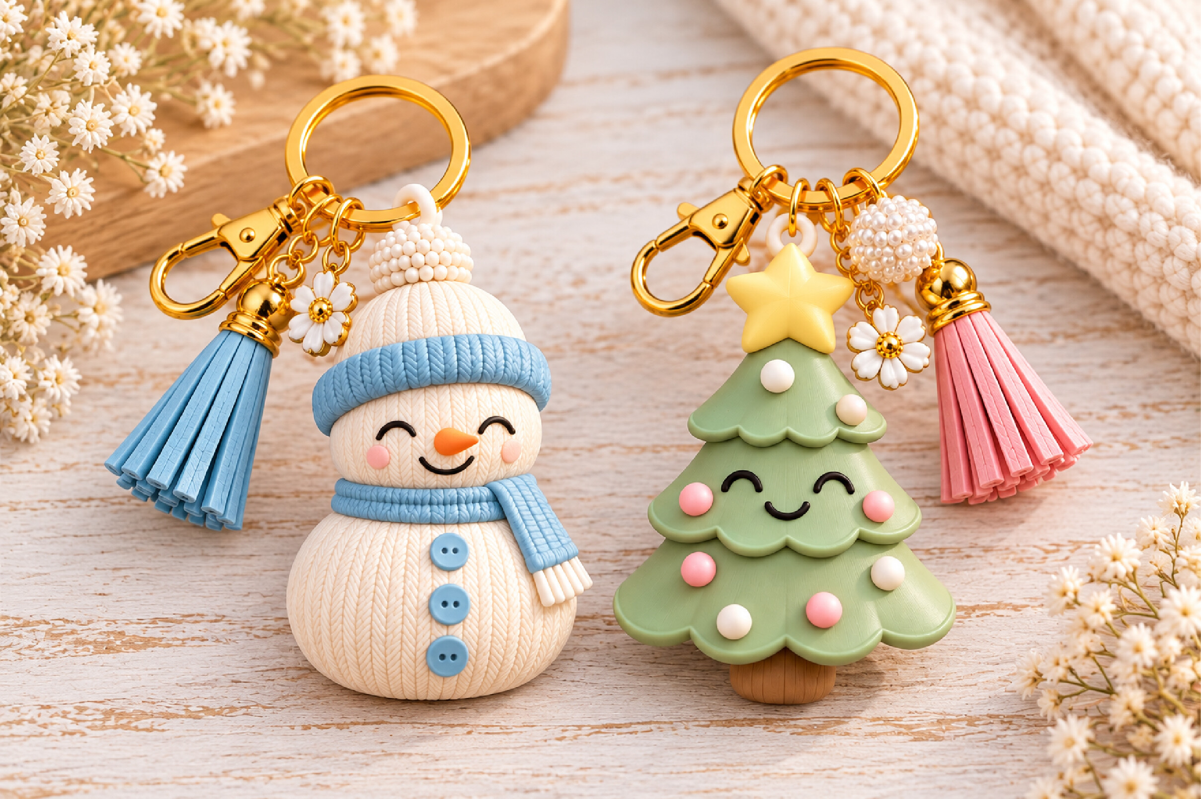 Snowman & Christmas Tree Keychain STL – 3D Printable Holiday Keyring Set - Image 4