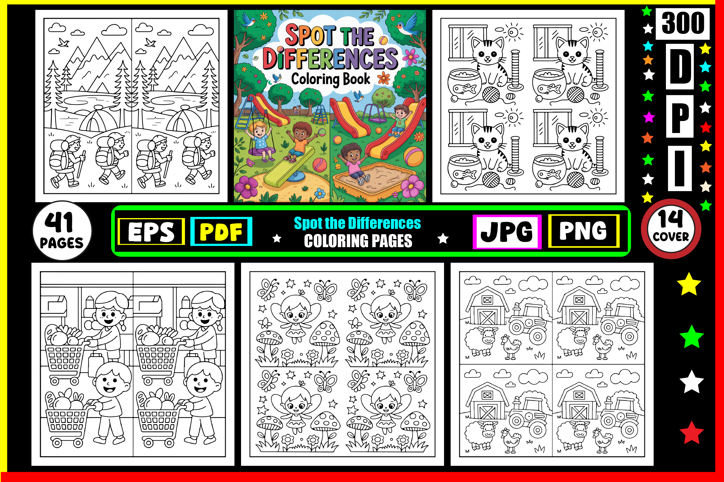 Spot the Differences Coloring Pages