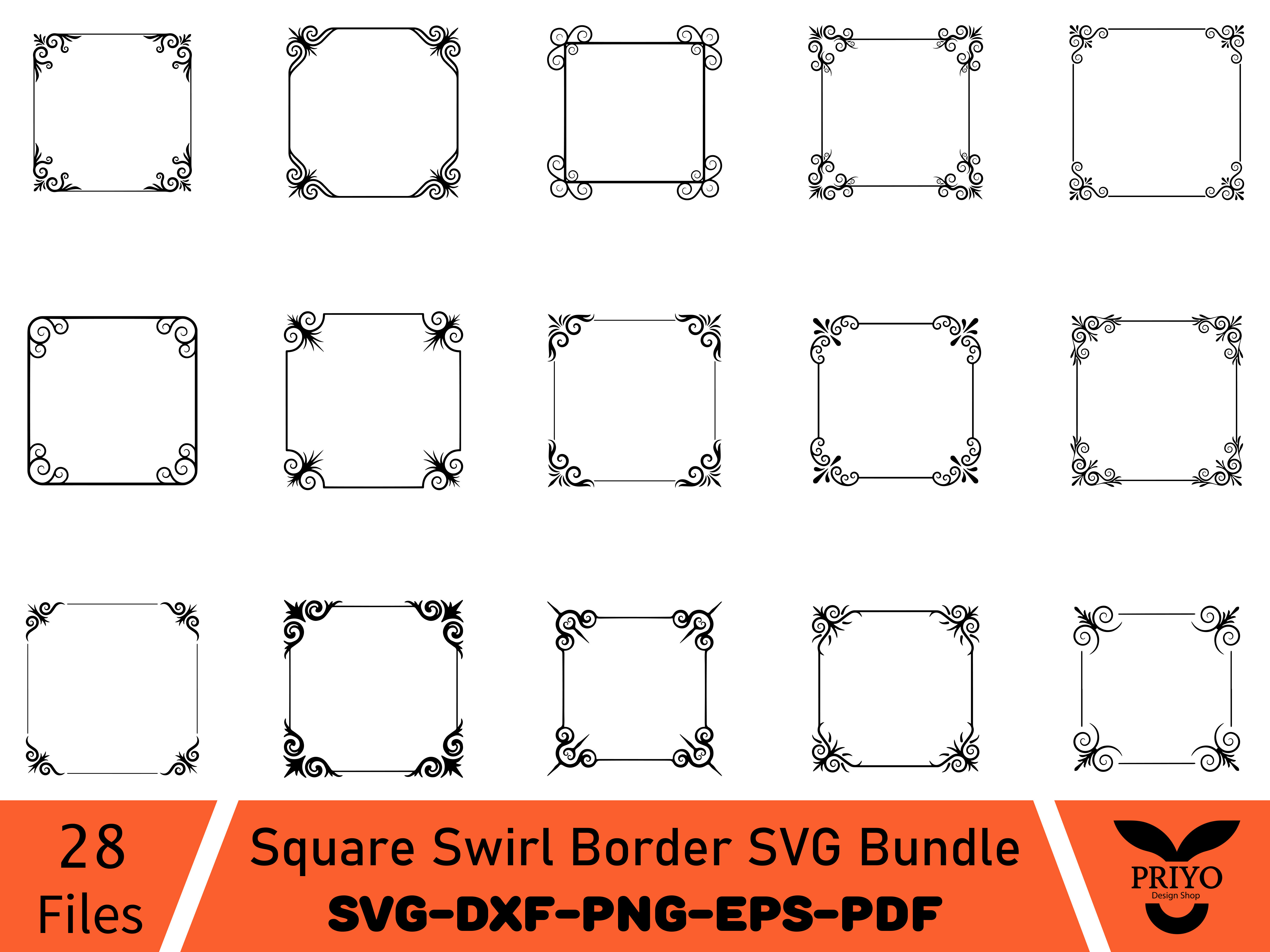Square Swirl Border SVG Bundle Graphic by Priyo Design Shop · Creative ...