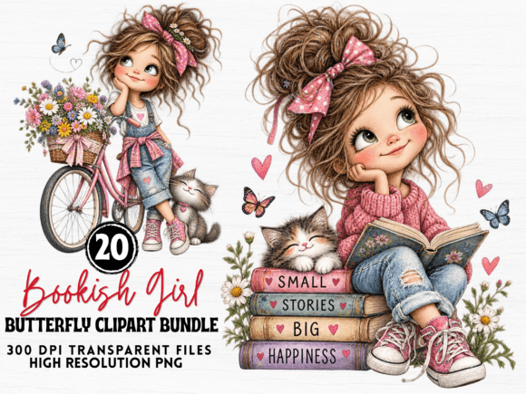 Whimsical Butterfly Girl Clipart Bundle