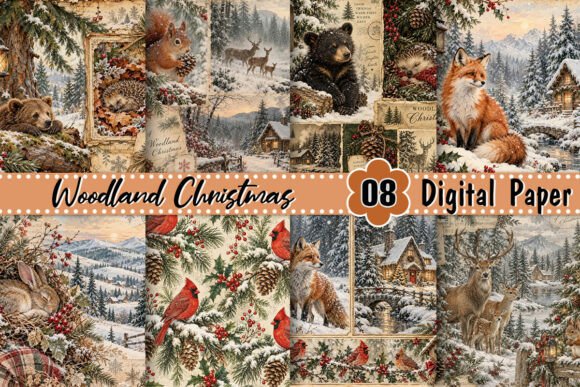 Woodland Christmas Winter Background Graphic Backgrounds By Artistic Garden