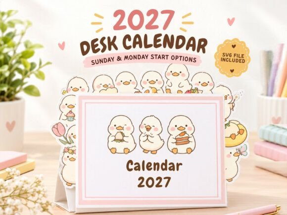 2027 Adorable Duckling Desk Calendar