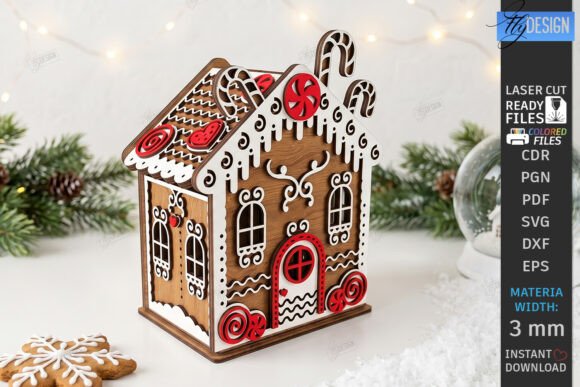 3d Christmas Gingerbread House Laser Cut Laser Cutting