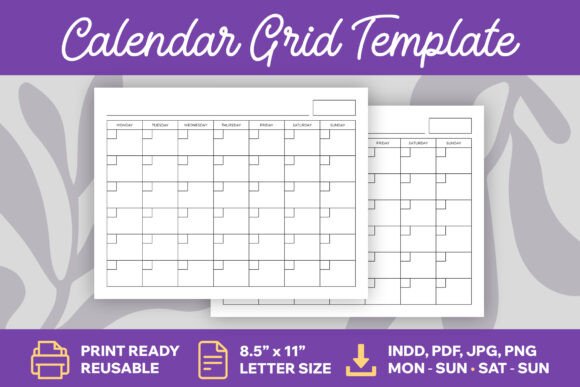 8.5" X 11" Printable Blank Calendar Page