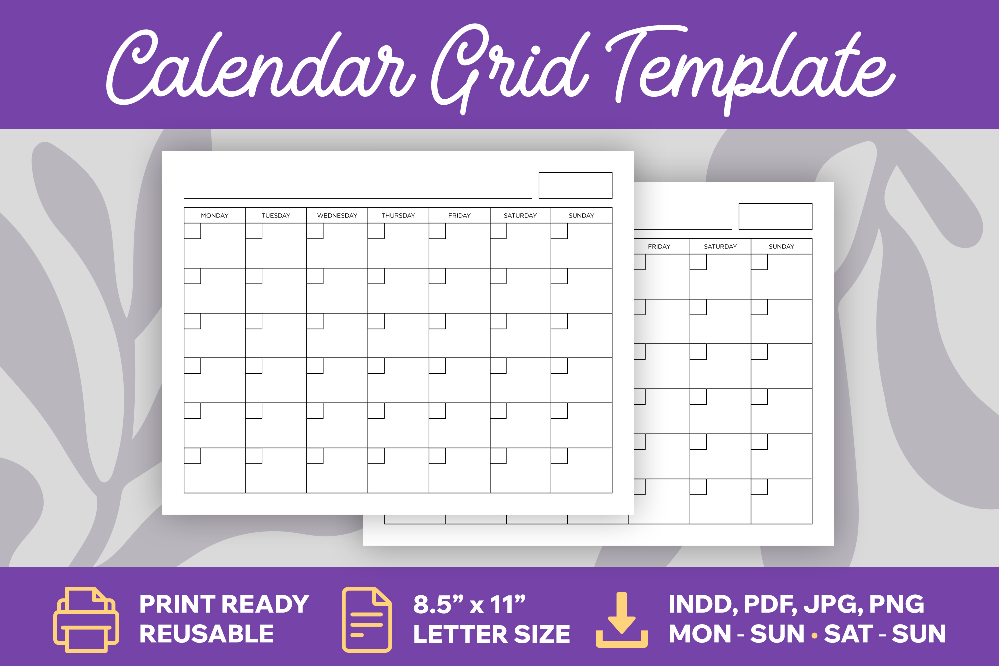 8.5" X 11" Printable Blank Calendar Page