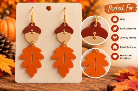 Acorn Maple Leaf Earrings Laser Cut SVG Laser Cutting By Dream Print