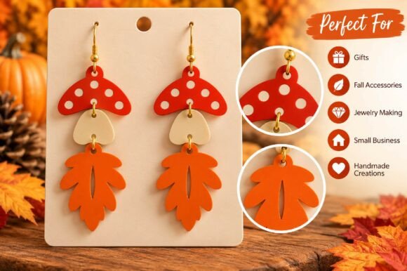 Acorn Mushroom Leaf Earrings Laser Cut Taglio Laser Di Dream Print