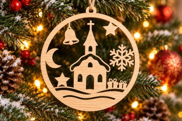 Christmas Church Ornament Laser Cut SVG Laser Cutting By Dream Print