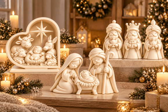 Christmas Nativity Scene & Wise Men STL Set – 3D Printable Holiday Figures - Image 1