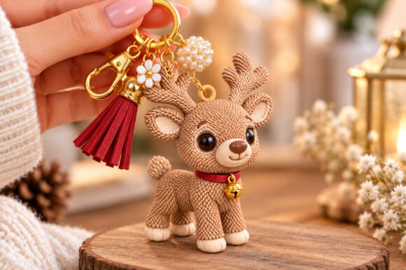 Christmas Reindeer Keychain STL – Cute 3D Printable Holiday Keyring - Image 2