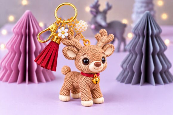 Christmas Reindeer Keychain STL – Cute 3D Printable Holiday Keyring - Image 3