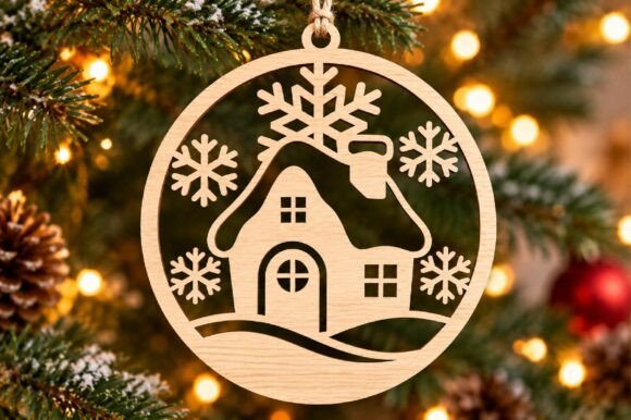 Christmas Snowy House Laser Cut SVG Laser Cutting By Dream Print