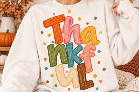 Colorful Thankful Thanksgiving PNG Graphic T-shirt Designs By Hello December