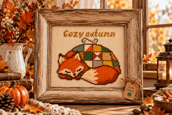 Cozy Autumn Fox Cross Stitch Pattern PDF