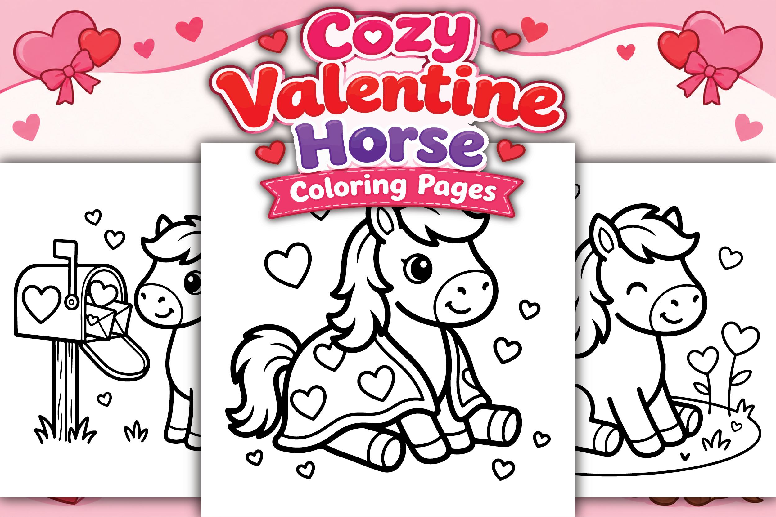 Cozy Valentine Horse Coloring Pages