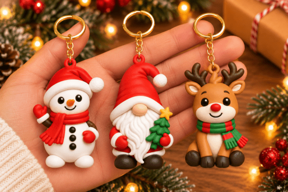 Festive Penguin Keychain STL – 3 Christmas Penguin 3D Print Files - Image 16