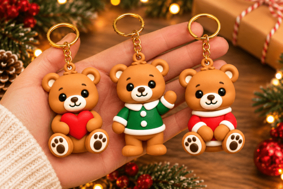 Festive Christmas Keychain STL – Santa Gnome, Snowman & Gingerbread 3D Print Files - Image 18