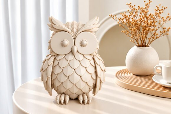 Cute Owl Figurine 3D Printing Model – Digital STL Download for Decor - Image 3