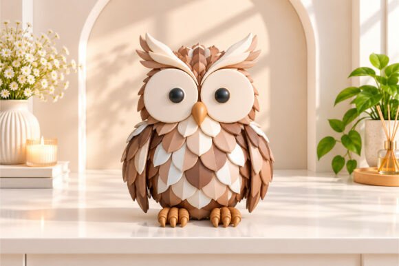Cute Owl Figurine 3D Printing Model – Digital STL Download for Decor - Image 4