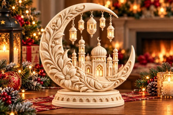 Elegant Crescent Moon Palace Lantern STL – Detailed 3D Printable Decor Model - Image 2