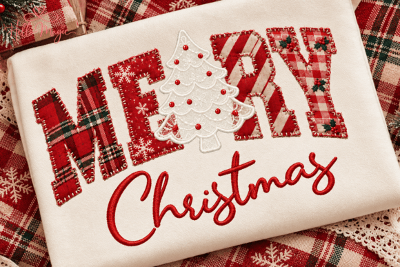 Faux Patchwork Merry Christmas PNG