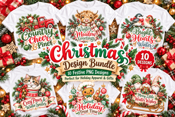 Festive Christmas Watercolor PNG Bundle Gráfico PNGs transparentes de IA Por dogstar4535