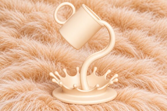 Floating Coffee Cup Splash STL – 3D Printable Coffee Décor Model - Image 1