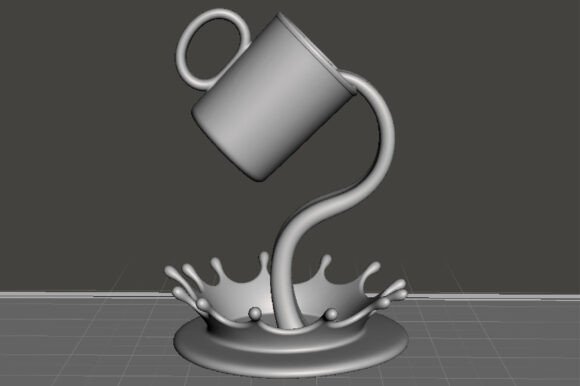 Floating Coffee Cup Splash STL – 3D Printable Coffee Décor Model - Image 3
