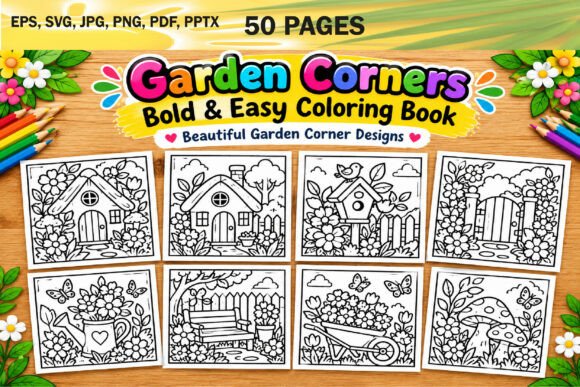 Garden Corners Bold & Easy Coloring Book