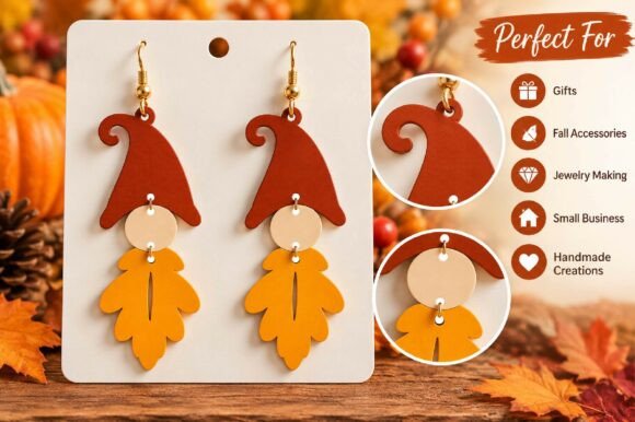 Gnome Leaf Earrings Laser Cut SVG Taglio Laser Di Dream Print