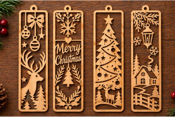 Laser cut Christmas bookmark SVG design