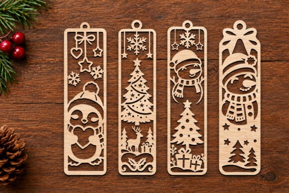 Laser cut Christmas bookmark SVG design