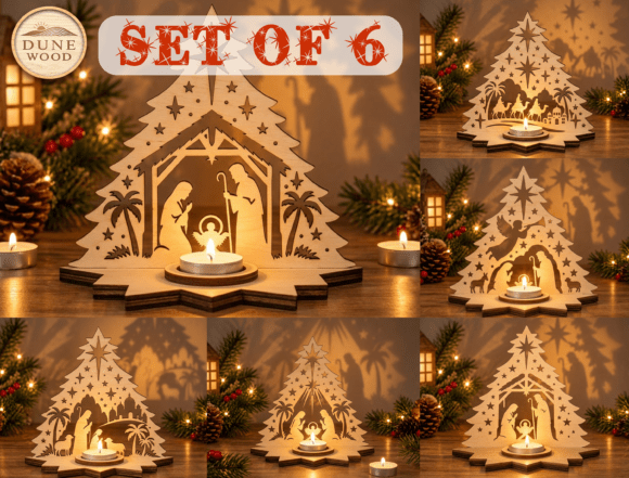 Nativity Christmas Tree SVG Set laser cut file