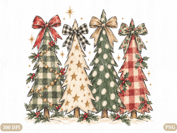 Plaid Christmas Tree PNG, Rustic Bow Chr Graphic Illustrations By The Artistry Hub