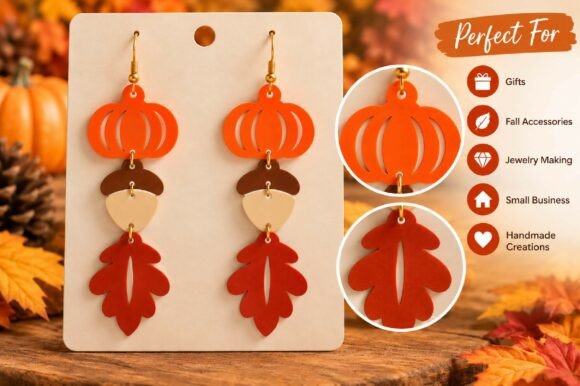Pumpkin Acorn Earrings Laser Cut SVG Laser Cutting By Dream Print