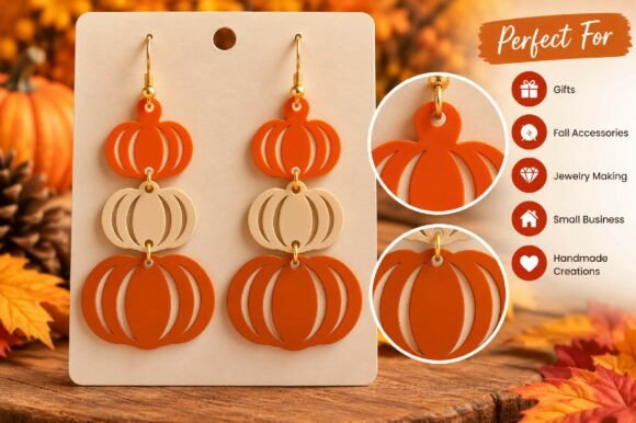 Pumpkin Stack Earrings Laser Cut SVG Lasersnijden Door Dream Print