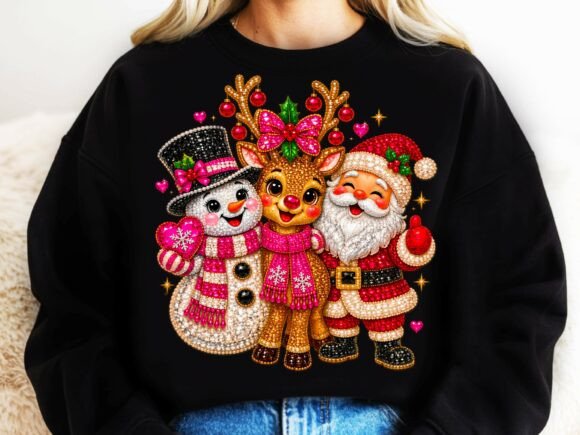 Rhinestone Christmas Reindeer Snowman.