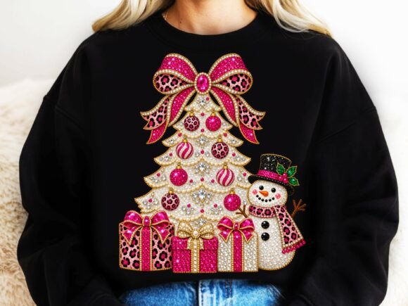 Rhinestone Pink Christmas Tree PNG.