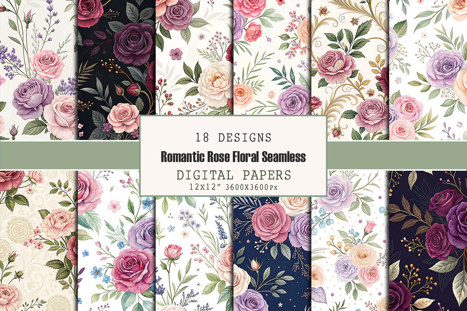 Romantic Rose Floral Seamless Pattern Graphic by dogmedia333 · Creative ...