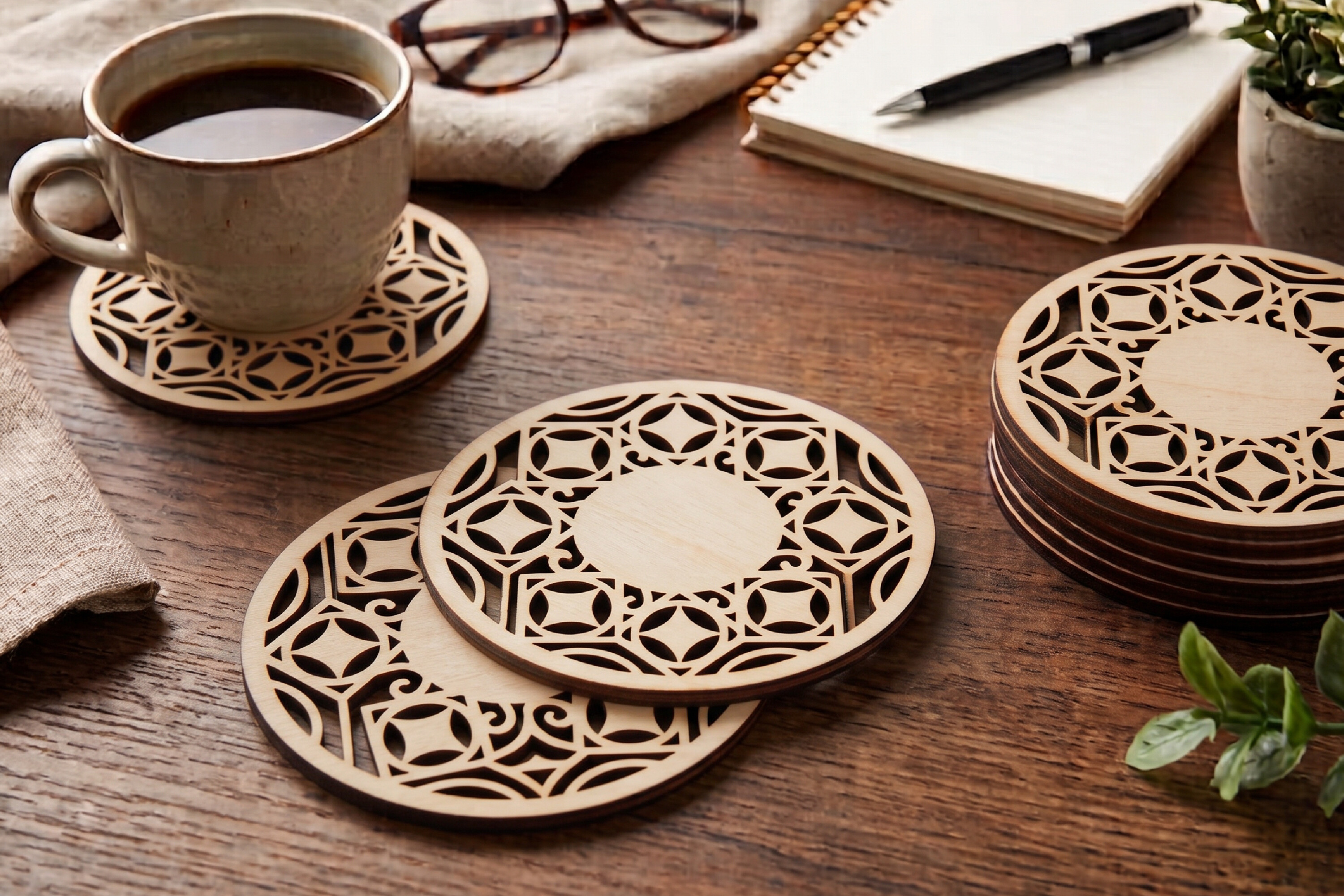 Round Monogram Coaster Laser Cut SVG · Creative Fabrica