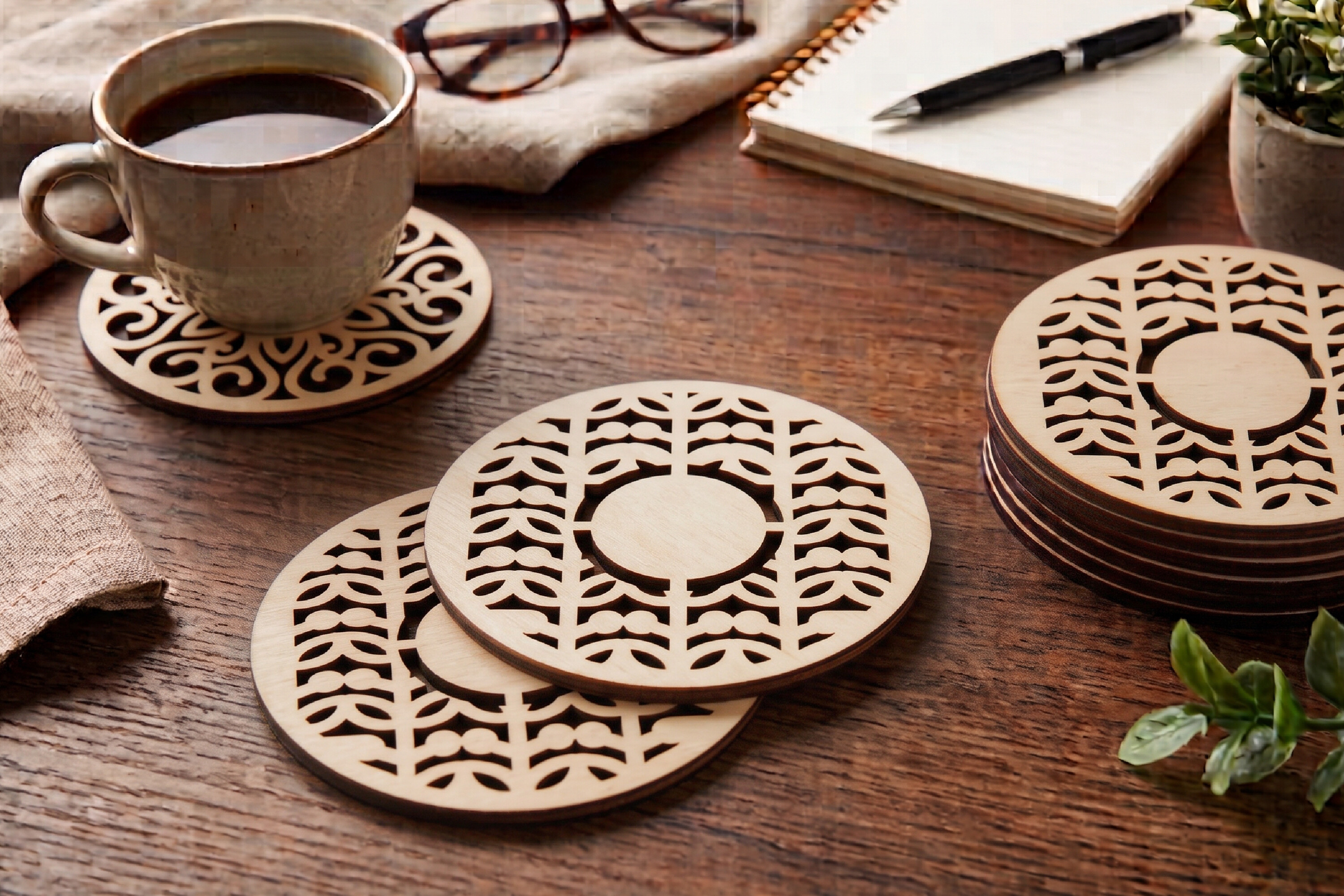 Round Monogram Coaster Laser Cut SVG · Creative Fabrica