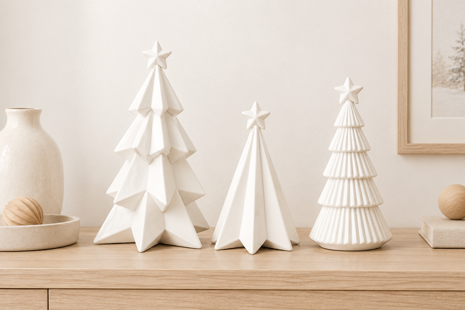 Christmas Tree Figurine STL 3D Print Set – 3 Minimalist Nordic Trees for Holiday Decor - Image 5