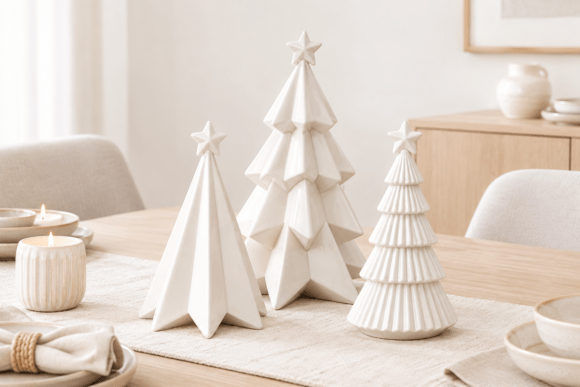 Christmas Tree Figurine STL 3D Print Set – 3 Minimalist Nordic Trees for Holiday Decor - Image 2