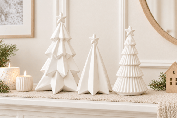 Christmas Tree Figurine STL 3D Print Set – 3 Minimalist Nordic Trees for Holiday Decor - Image 3
